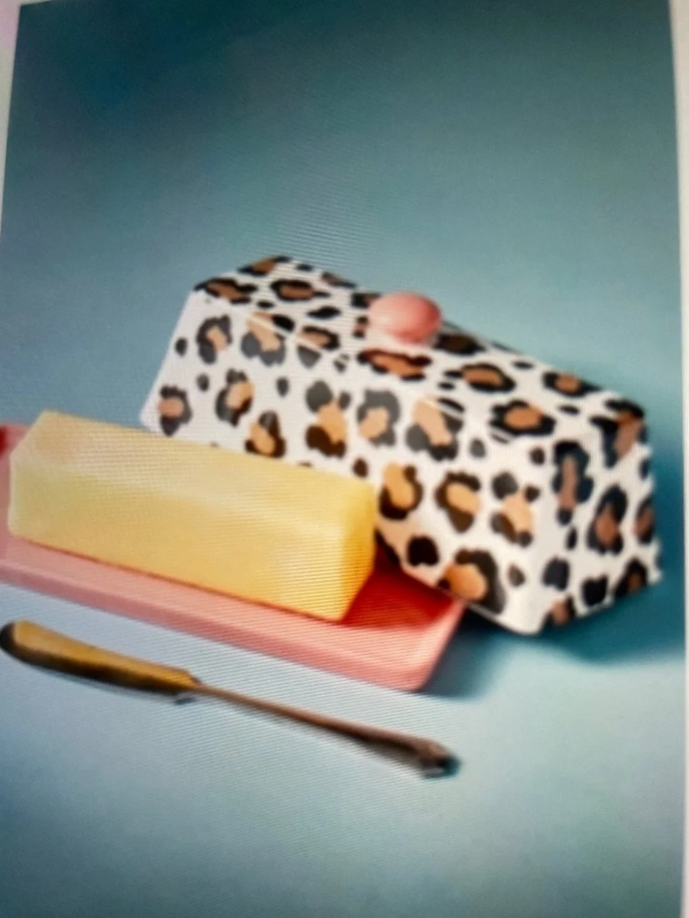 ❤️ ANTHROPOLOGIE Chintzware Leopard Stoneware Butter Dish NEW